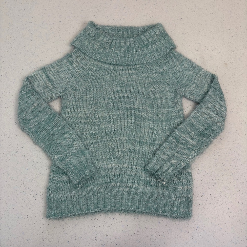 Chunky Knit Cowl Neck Sweater‎ Seafoam Teal Marled MARBLE NWT US S European